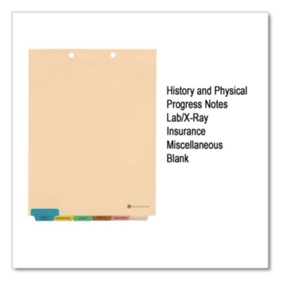 6-Tab Medical Chart Indexes, Bottom Tab, Assorted Medical, Manila, 65/Box - 33157