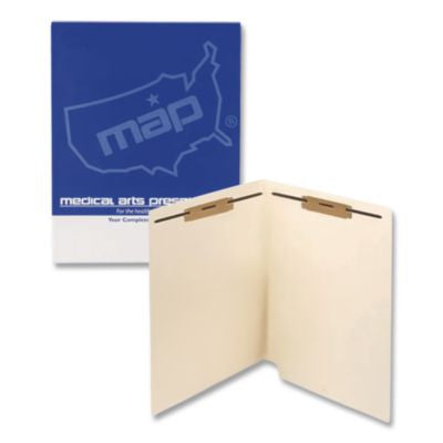 Heavy-Duty Top Tab Fastener Folders, 1/3-Cut Tab: Assorted, Expands 0.75", 2 Fasteners, Letter Size, Manila, 50/Box - 52327