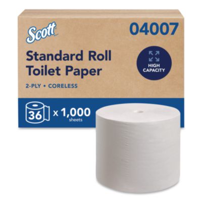 Essential Coreless SRB Bathroom Tissue, Septic Safe, 2-Ply, White, 1,000 Sheets/Roll, 36 Rolls/Carton - 04007 C2G