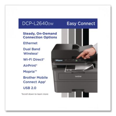 DCP-L2640DW Wireless Compact Monochrome Multifunction Laser Printer, Copy/Print/Scan - DCPL2640DW