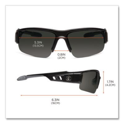 Skullerz Dagr Safety Glasses, Black Half Frame, Smoke Single Lens - 52030