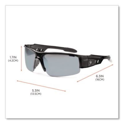 Skullerz Dagr Safety Glasses, Black Half Frame, Mirrored Silver Single Lens - 52042