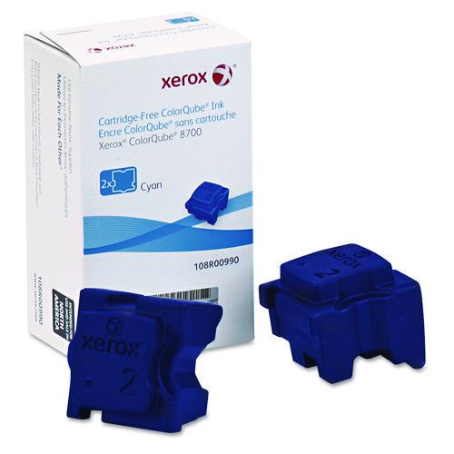 XEROX Solid Ink Stick, 4,200 Page-Yield, Cyan, 2/Box - 108R00990 XEROX