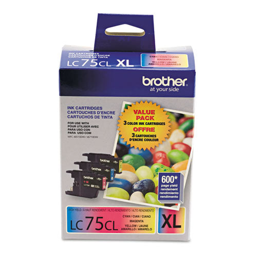 BROTHER Innobella High-Yield Ink, 600 Page-Yield, Cyan/Magenta/Yellow - LC753PKS BROTHER