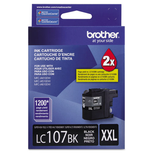 BROTHER Innobella Super High-Yield Ink, 1,200 Page-Yield, Black - LC107BK
