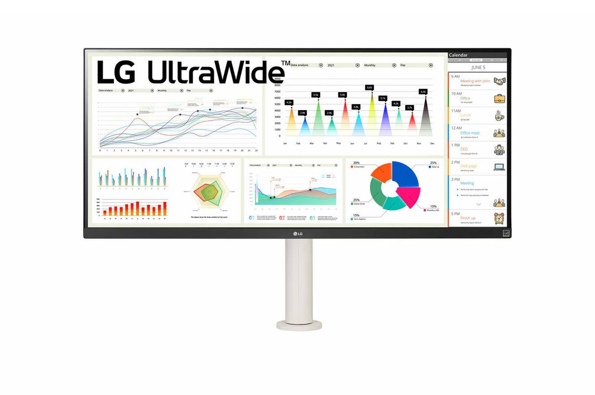 LG 34'' IPS HDR WFHD Monitor with Ergonomic Stand & Built-in Speakers 34BQ680-W