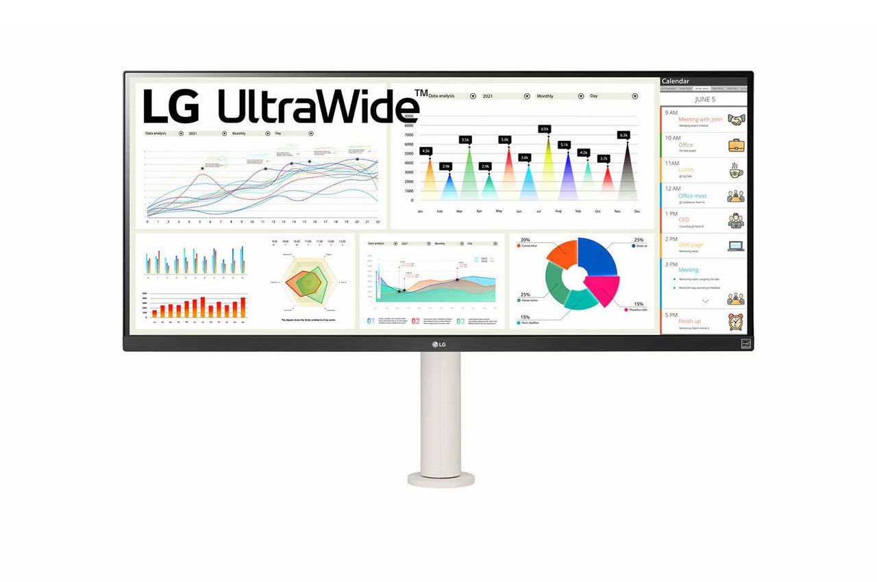 LG 34'' IPS HDR WFHD Monitor with Ergonomic Stand & Built-in Speakers 34BQ680-W