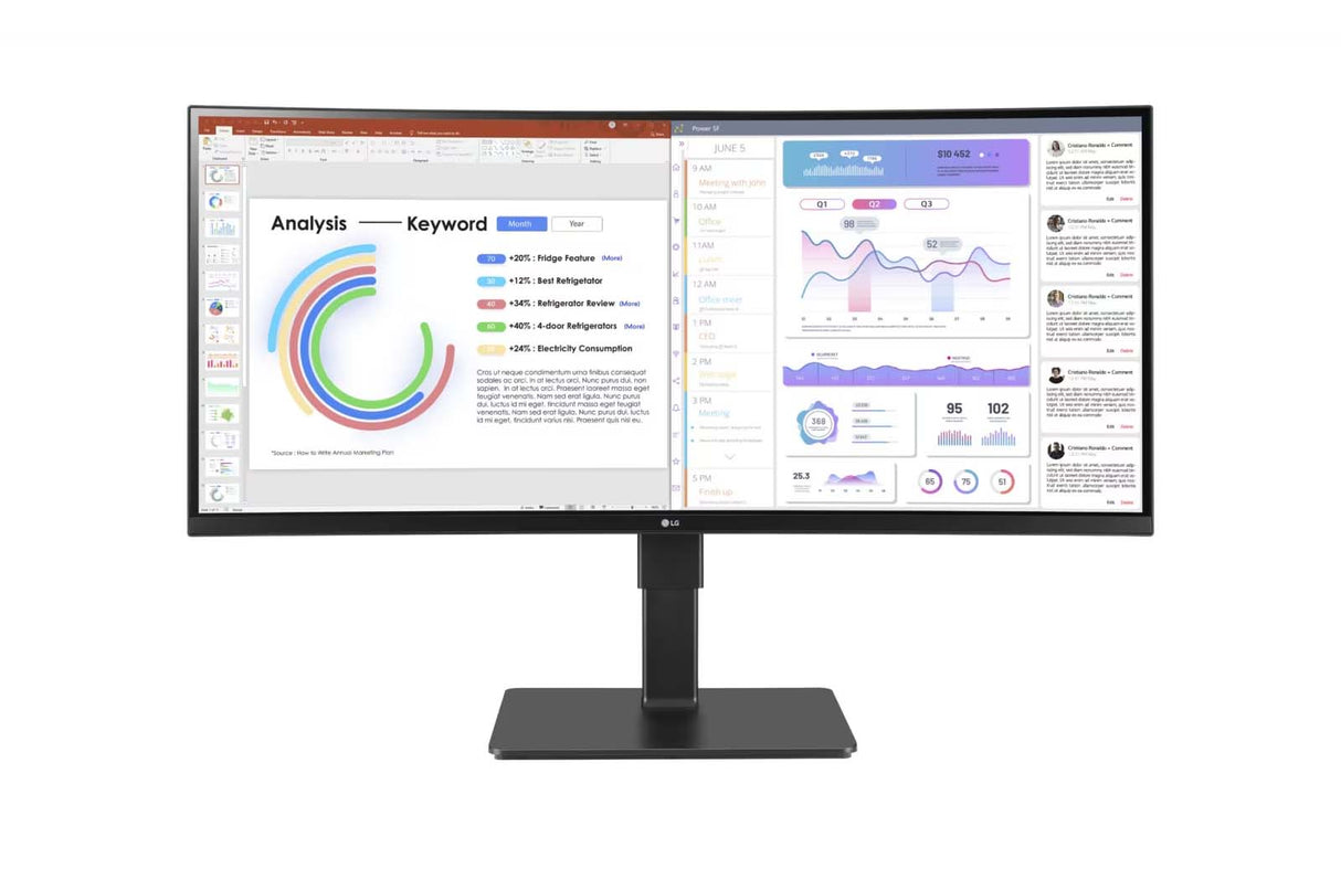 LG 34'' IPS WQHD UltraWide Curved Monitor with Built-in Speakers & USB Type-C - 34BQ77QE-B