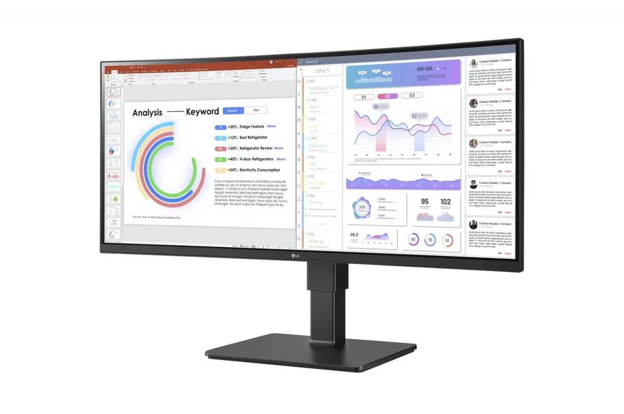 LG 34'' IPS WQHD UltraWide Curved Monitor with Built-in Speakers & USB Type-C - 34BQ77QE-B