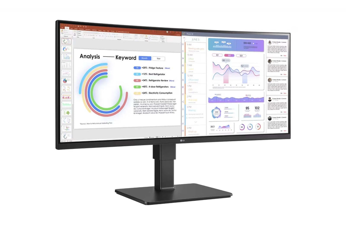 LG 34'' IPS WQHD UltraWide Curved Monitor with Built-in Speakers & USB Type-C - 34BQ77QE-B