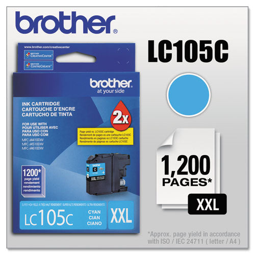 BROTHER Innobella Super High-Yield Ink, 1,200 Page-Yield, Cyan - LC105C