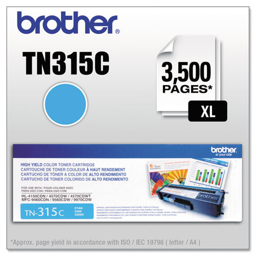 BROTHER  High-Yield Toner, 3,500 Page-Yield, Cyan - TN315C