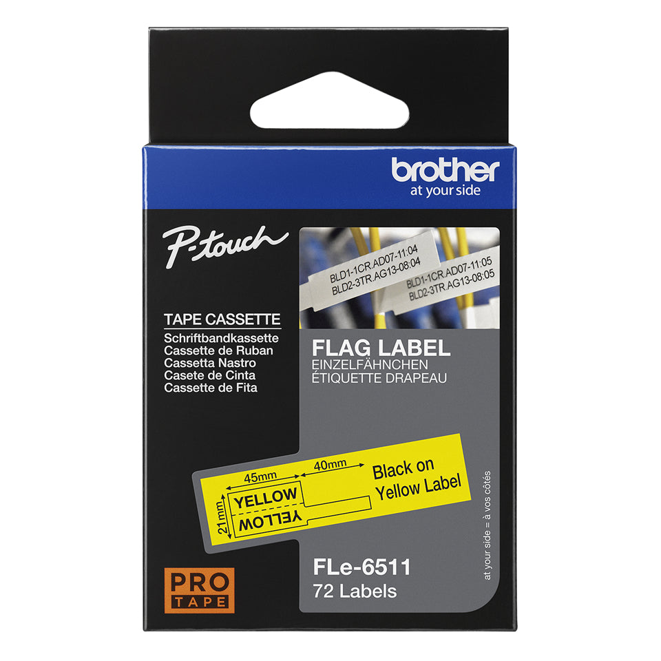 Brother FLE-6511 label-making tape Black on yellow - FLE6511