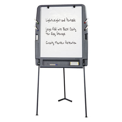 Ingenuity Portable Flipchart Easel with Dry Erase Surface, 35" x 30", White Surface, Charcoal Gray Polyethylene Frame - 30227