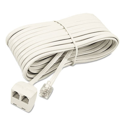 Telephone Extension Cord, Plug/Dual Jack, 25 ft, Ivory - 04130 C2G
