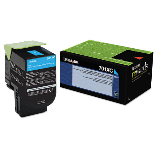 LEXMARK Return Program Extra High-Yield Toner, 4,000 Page-Yield, Cyan - 70C1XC0