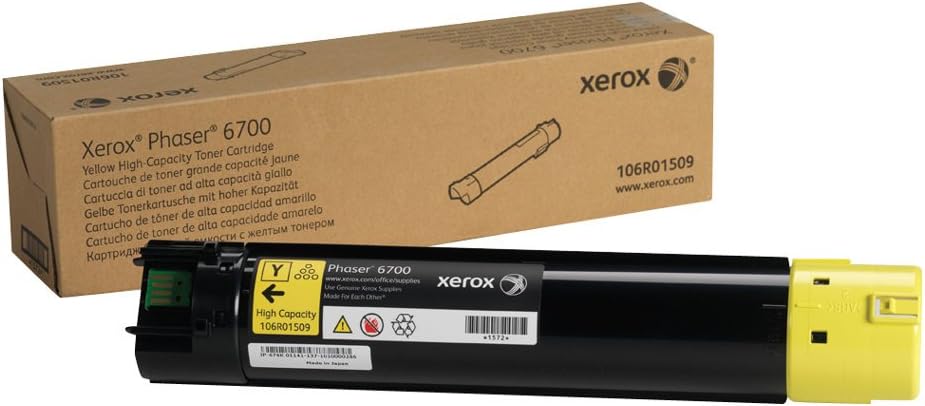 Xerox Phaser 6700 High Capacity Yellow Toner Cartridge Yields 12,000 Pages - 106R01509 XEROX