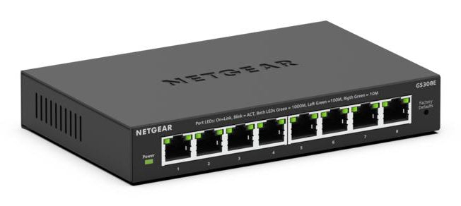 NETGEAR 8-Port Gig Plus Switch Managed L2/L3 Gigabit Ethernet (10/100/1000) Black - GS308E-400NAS