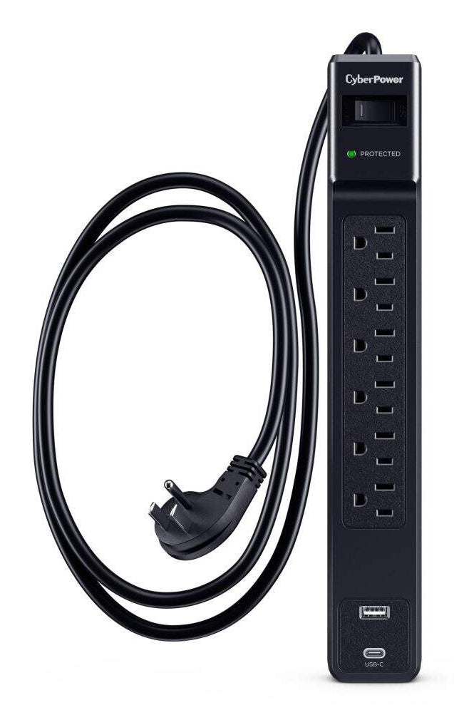 CyberPower 6 Outlet Surge Strip With USB - CSP604UC