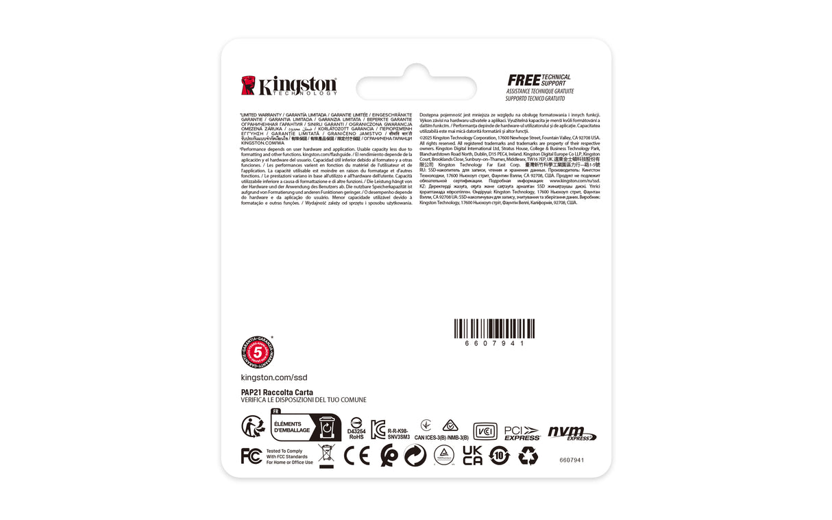 Kingston Technology 500G NV3 M.2 2230 NVMe SSD - SNV3SM3/500G