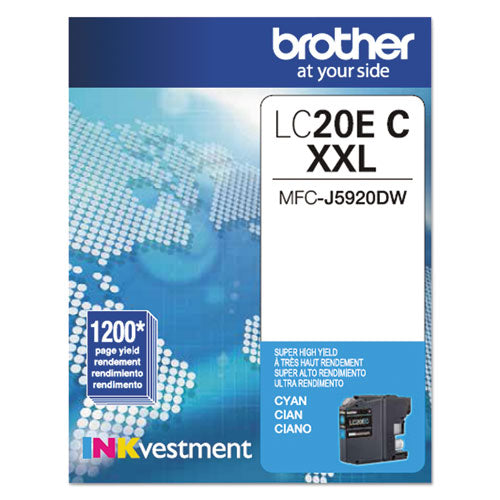 BROTHER INKvestment Super High-Yield Ink, 1,200 Page-Yield, Cyan - LC20EC BROTHER