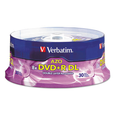 DVD+R Dual Layer Recordable Disc, 8.5 GB, 8x, Spindle, Silver, 30/Pack - 96542