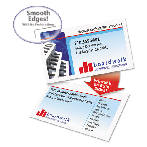 AVERY Clean Edge Business Cards, Laser, 2 x 3.5, White, 10 Cards/Sheet, 20 Sheets/Pack - 5871