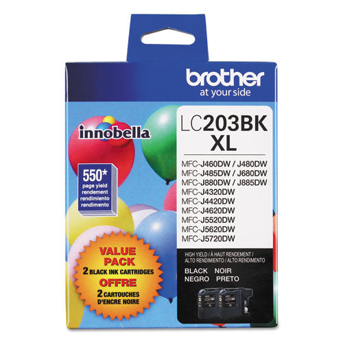 BROTHER Innobella High-Yield Ink, 550 Page-Yield, Black, 2/Pack - LC2032PKS BROTHER