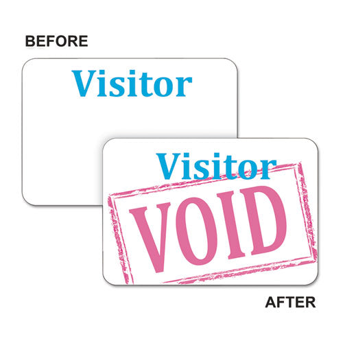 VERBATIM Time's Up! Self-Expiring Visitor Badges, One-Day Badge, 3 x 2, White, 100/Box - 97005