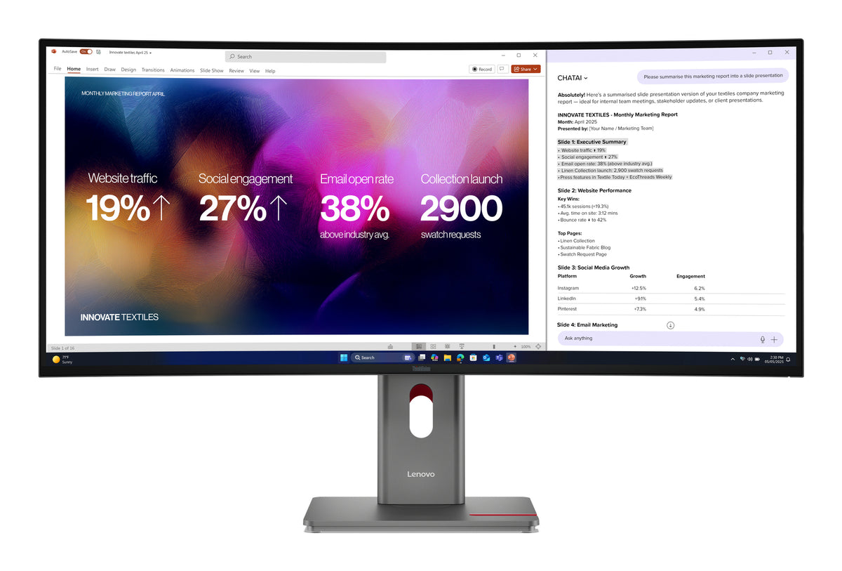Lenovo ThinkVision P40WD-40 Monitor - 64B4XAR1US