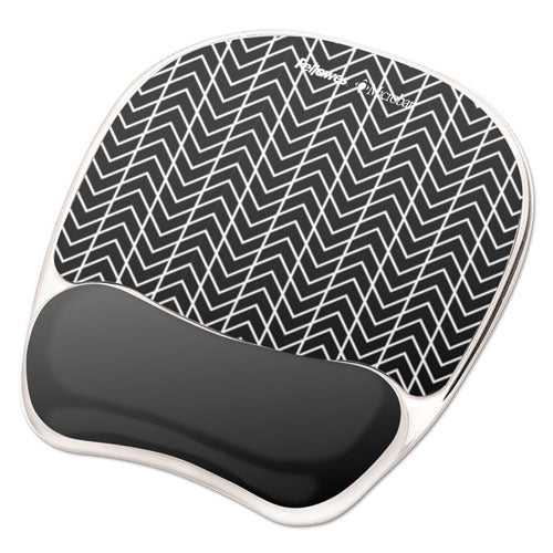 FELLOWES Photo Gel Mouse Pad with Wrist Rest with Microban Protection, 7.87 x 9.25, Chevron Design - 9549901