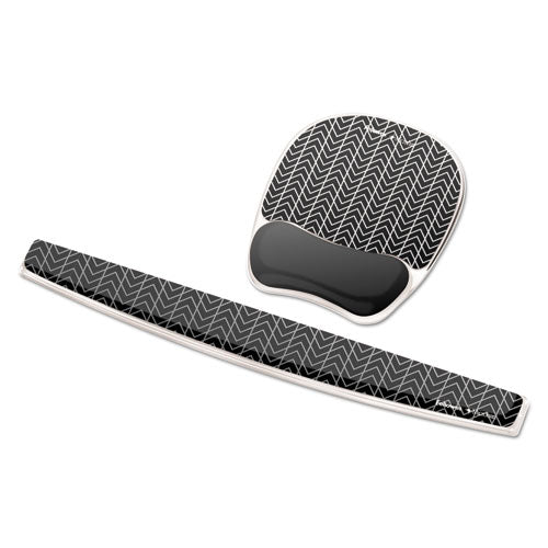 FELLOWES Photo Gel Keyboard Wrist Rest with Microban Protection, 18.5 x 2.31, Chevron Design - 9550001