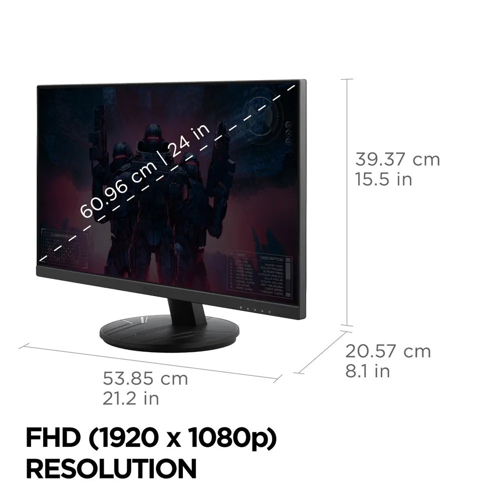 Viewsonic VX Series VX2416A computer monitor 61 cm (24") 1920 x 1080 pixels Full HD Black - VX2416A