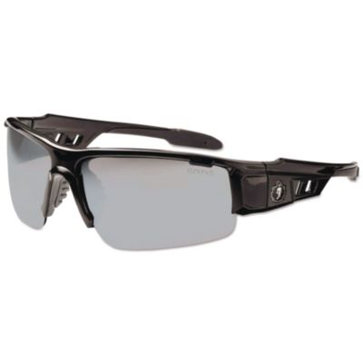 Skullerz Dagr Safety Glasses, Black Half Frame, Mirrored Silver Single Lens - 52042