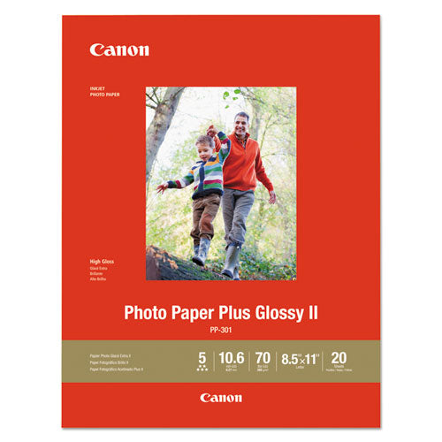 CANON Photo Paper Plus Glossy II, 10.6 mil, 8.5 x 11, Glossy White, 20/Pack - 1432C003