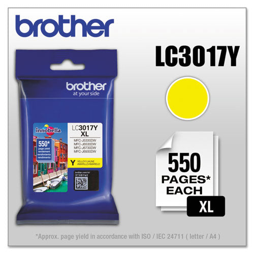 BROTHER Innobella High-Yield Ink, 550 Page-Yield, Yellow - LC3017Y BROTHER