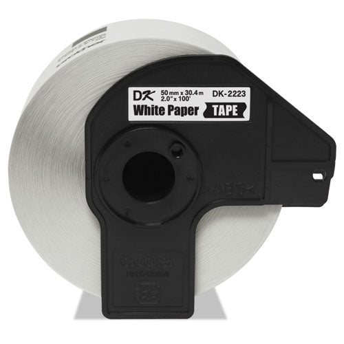 BROTHER Continuous Paper Label Tape, 2" x 100 ft, Black/White - DK2223
