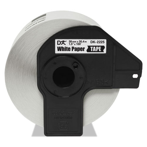 BROTHER Continuous Paper Label Tape, 1.5" x 100 ft, Black/White - DK2225