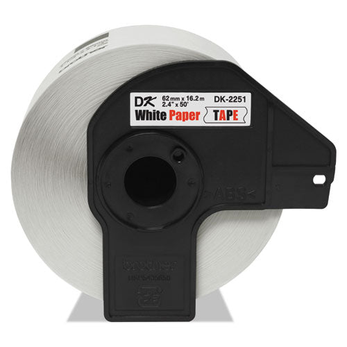 BROTHER Continuous Paper Label Tape, 2.4" x 50 ft, Black/White - DK2251