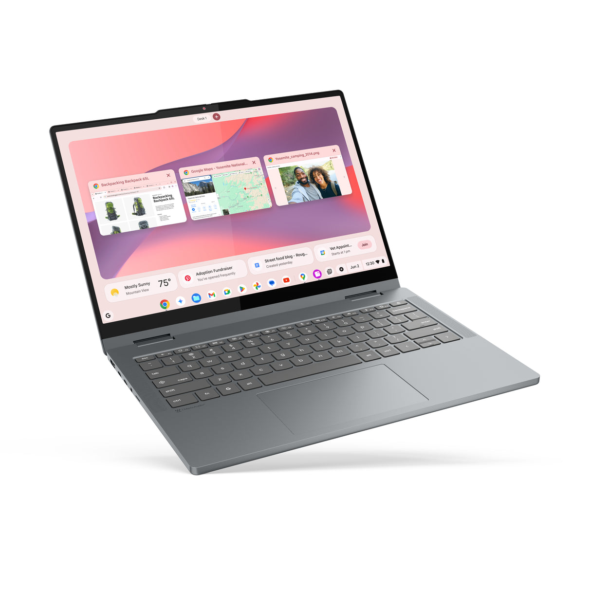 Lenovo Chrome 2in1 14IRU10 Intel Core 7 250U Chromebook 35.6 cm (14") Touchscreen WUXGA 16 GB 512 GB SSD Wi-Fi 6E (802.11ax) ChromeOS Grey - 83LL000GUS