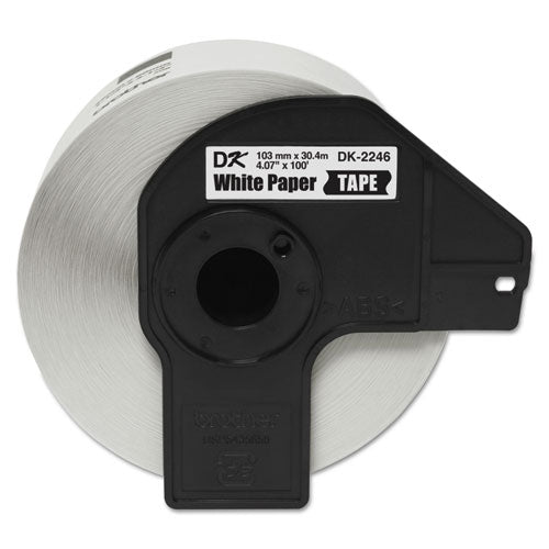BROTHER Label Tape, 4.07" x 100 ft, Black on White - DK2246