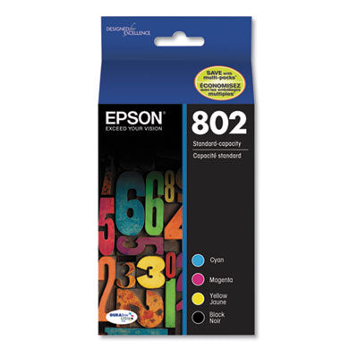 T802120-BCS (802) DURABrite Ultra Ink, 650/900 Page-Yield, Black/Cyan/Magenta/Yellow - T802120-BCS