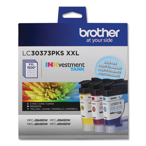 BROTHER  INKvestment Super High-Yield Ink, 1,500 Page-Yield, Cyan/Magenta/Yellow - LC30373PKS