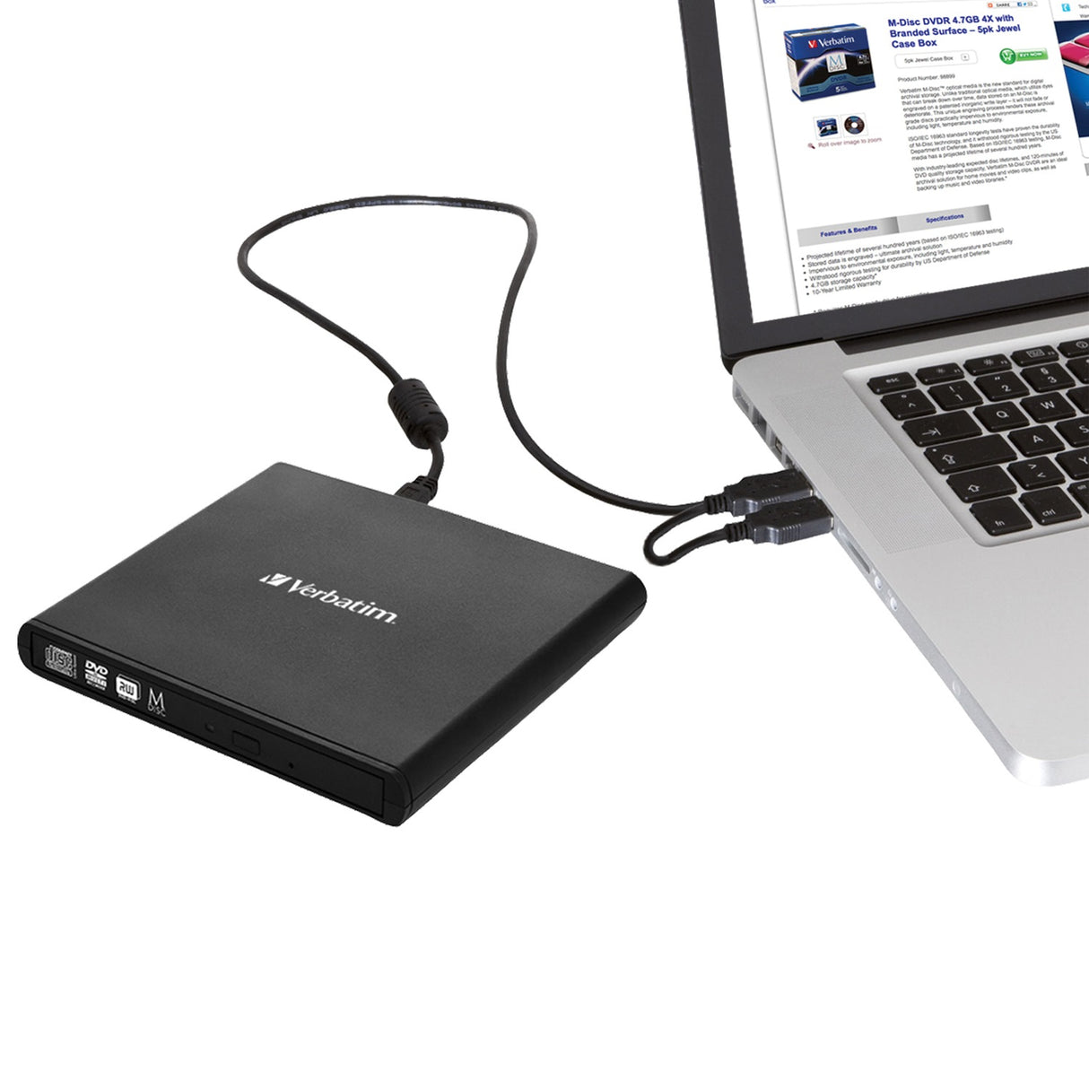 Verbatim Slimline CD/DVD optical disc drive DVD-RW Black - 98938