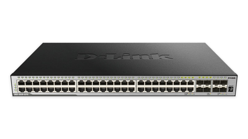 D-Link 48-port Layer 3 Stackable Managed Gigabit Switch including 4 x 1000BaseT/SFP & 4 x 10GE SFP+ - DGS-3630-52TC/SI