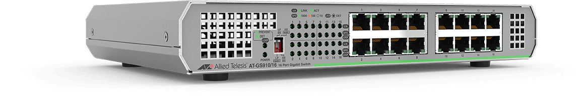 Allied Telesis GS910/16 Unmanaged Gigabit Ethernet (10/100/1000) Grey - AT-GS910/16-10