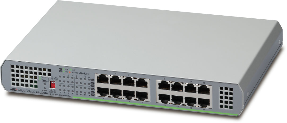 Allied Telesis GS910/16 Unmanaged Gigabit Ethernet (10/100/1000) Grey - AT-GS910/16-10