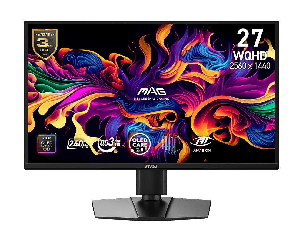 MSI MAG 272QP QD-OLED X24 computer monitor 67.3 cm (26.5") 2560 x 1440 pixels Wide Quad HD Black - MAG272QPQDOLEDX24