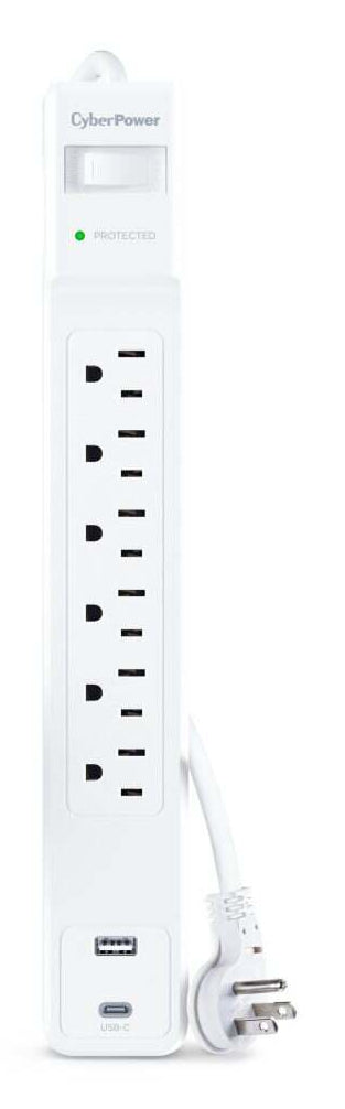 CyberPower 6 Outlet Surge Strip With USB - CSP604UCW