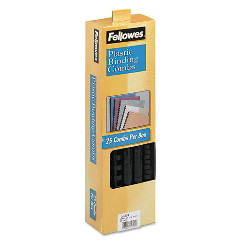 FELLOWES Plastic Comb Bindings for 11 x 8.5 Documents, 19 Rings, 0.63" (120-Sheet) Capacity, Black, - 52324